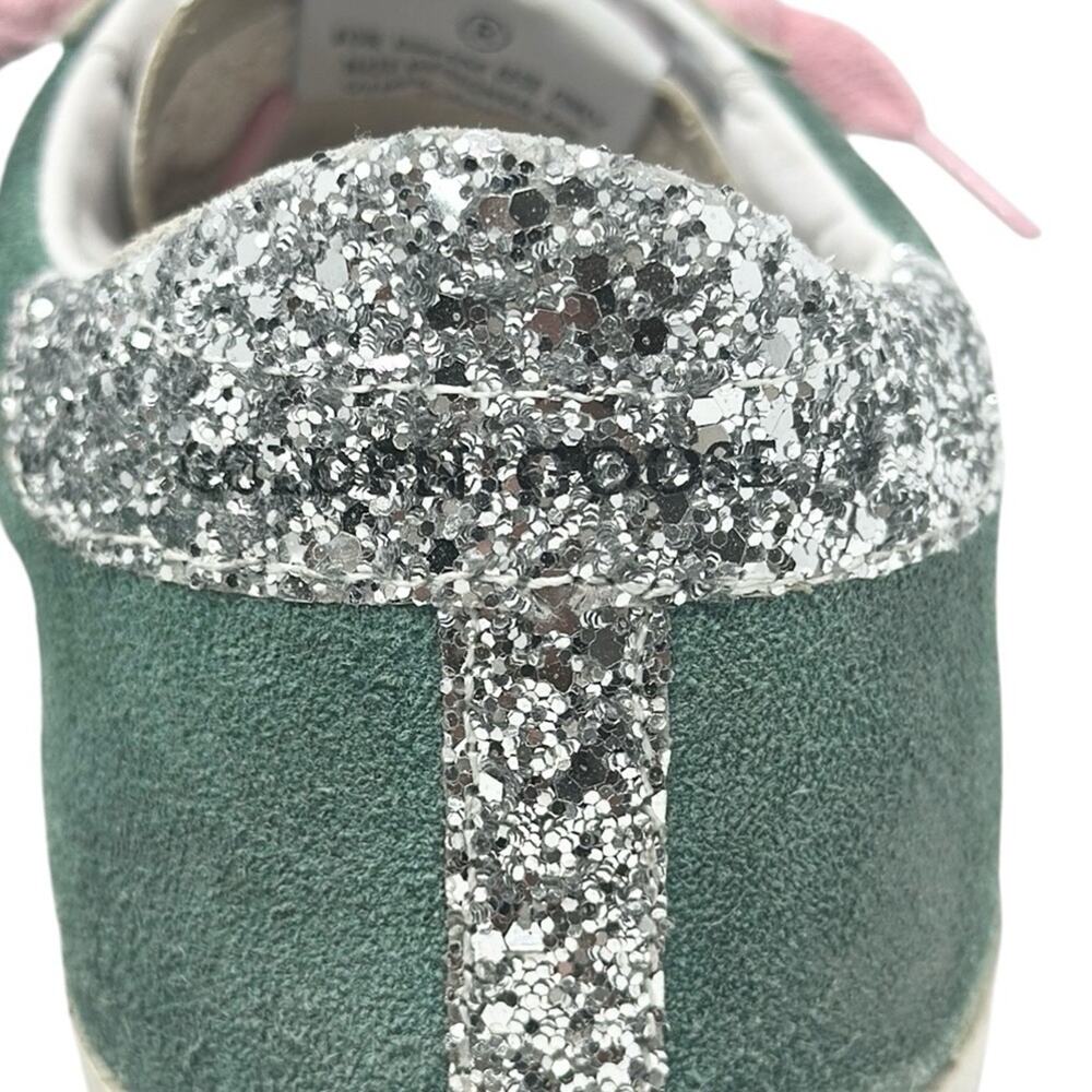 Golden Goose Superstar Leather Suede Sneakers Green White Pink Size 40 - Picture 8 of 12